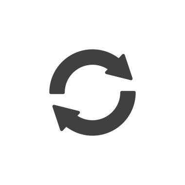 İşaret vektör simgesini yeniden kullan. Mobil konsept ve web tasarımı için düz tabela. Okları döndürme simgesi. Sembol, logo çizimi. Vektör grafikleri