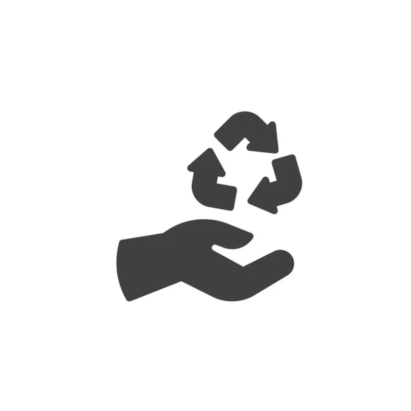 Ícone Vetor Sinal Mão Reciclagem Sinal Plano Cheio Para Conceito — Vetor de Stock
