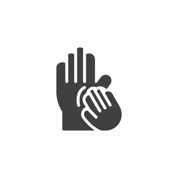 手和手掌按摩矢量图标 填写了移动概念和网页设计的平面标志 手部按摩疗法象形文字 标识插图 矢量图形 — 图库矢量图片