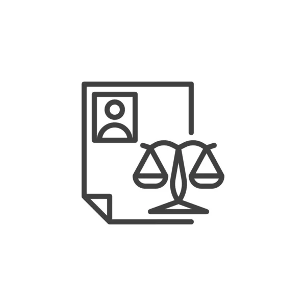 Ikoon Voor Individuele Rechten Document Weegschaal Lineaire Stijl Teken Voor — Stockvector