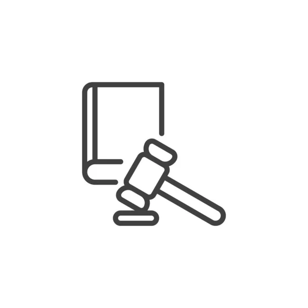 司法手続ラインのアイコン モバイルコンセプトとウェブデザインのためのリニアスタイルのサイン 法律書とガベルアウトラインベクトルアイコン シンボル ロゴイラスト ベクトルグラフィックス — ストックベクタ