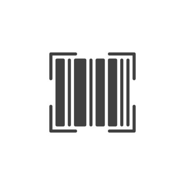 Barkod tarama vektör simgesi. Mobil konsept ve web tasarımı için düz tabela. Barkod simgesi simgesi. Sembol, logo çizimi. Vektör grafikleri