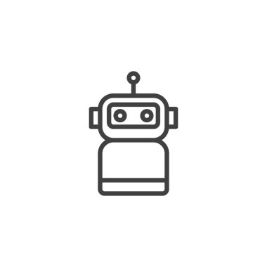 Robot yardımcı çizgi simgesi. Mobil konsept ve web tasarımı için doğrusal biçim işareti. Akıllı robot çizgisi vektör simgesi. Sembol, logo çizimi. Vektör grafikleri