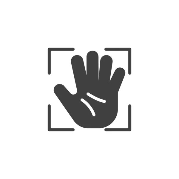 Ikona Vektoru Biometrické Identity Dlaně Vyplněný Plochý Znak Pro Mobilní — Stockový vektor