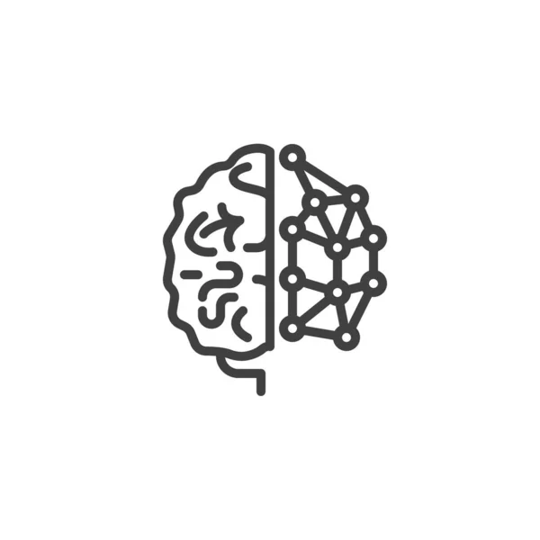 神经网络线图标 用于移动概念和网页设计的脑神经元线性风格标志 人工智能概貌矢量图标 标识插图 矢量图形 — 图库矢量图片
