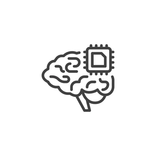 Icono Línea Inteligencia Artificial Signo Estilo Lineal Cerebro Microchip Para — Archivo Imágenes Vectoriales