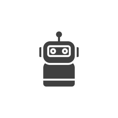 Robot vektör ikonu. Mobil konsept ve web tasarımı için düz tabela. Akıllı robotik sembol. Sembol, logo çizimi. Vektör grafikleri