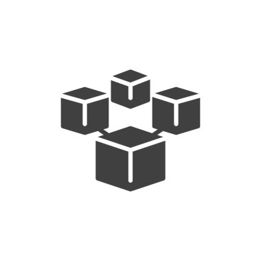 Zincir vektör simgesini engelle. Mobil konsept ve web tasarımı için düz tabela. Blockchain glyph simgesi. Sembol, logo çizimi. Vektör grafikleri