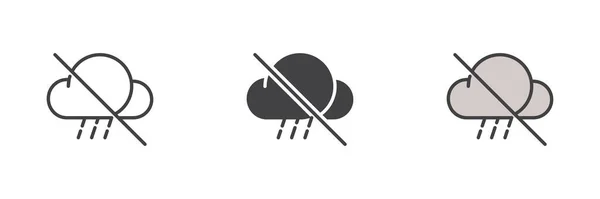 Farklı Bir Yağmur Bulutu Simgesi Seti Yok Çizgi Kabartma Doldurulmuş — Stok Vektör