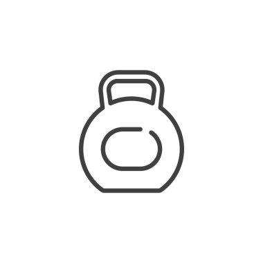 Kettlebell çizgisi simgesi. Mobil konsept ve web tasarımı için doğrusal biçim işareti. Kettlebell ana hatlı vektör simgesi. Jimnastik sembolü, logo çizimi. Vektör grafikleri