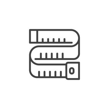 Şerit çizgisi simgesi ölçülüyor. Mobil konsept ve web tasarımı için doğrusal biçim işareti. Teyp ölçüsü vektör simgesi. Sembol, logo çizimi. Vektör grafikleri