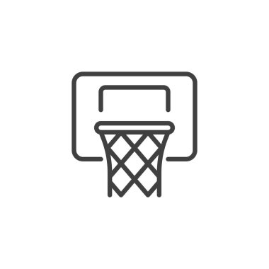 Basketbol potası çizgisi ikonu. Mobil konsept ve web tasarımı için doğrusal biçim işareti. Basketbol potası ana hatlı vektör ikonu. Sembol, logo çizimi. Vektör grafikleri