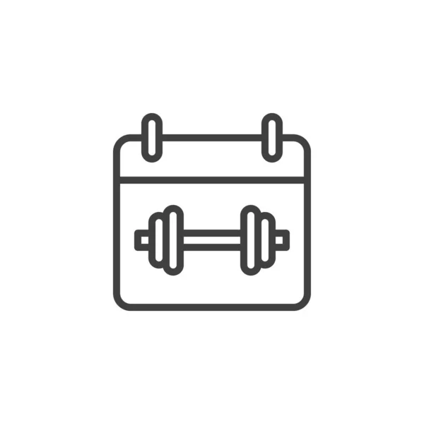 Gym Day Calendar Line Icon Sports Schedule Linear Style Sign — Stock Vector