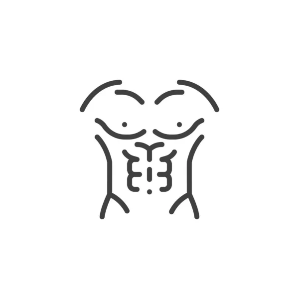筋肉の男のボディラインのアイコン モバイルコンセプトとウェブデザインのためのリニアスタイルのサイン ボディビルダーの胴の輪郭ベクトルアイコン ジムのシンボルロゴイラスト ベクトルグラフィックス — ストックベクタ
