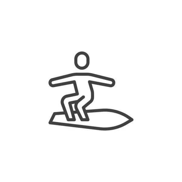 冲浪板上的冲浪线图标 移动概念和网页设计的线性风格标志 冲浪运动的轮廓矢量图标 标识插图 矢量图形 — 图库矢量图片