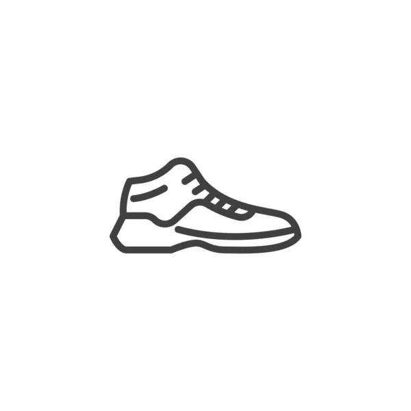 バスケットボールシューズラインのアイコン モバイルコンセプトとウェブデザインのためのリニアスタイルのサイン スニーカーシューズのアウトラインベクトルアイコン シンボル ロゴイラスト ベクトルグラフィックス — ストックベクタ