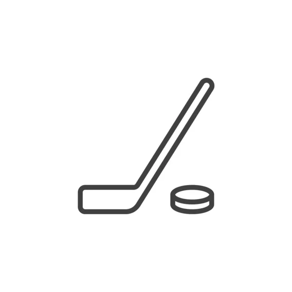 Хоккейная Клюшка Икона Шайба Линии Знак Стиля Мобильной Концепции Веб — стоковый вектор