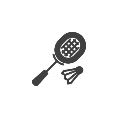 Badminton vektör simgesi. Mobil konsept ve web tasarımı için düz tabela. Badminton raketi ve simge simgesi. Sembol, logo çizimi. Vektör grafikleri