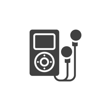 mp3 oynatıcı vektör simgesi. Taşınabilir müzik aygıtı mobil konsept ve web tasarımı için düz tabela doldurdu. Müzik çaları simgesi. Sembol, logo çizimi. Vektör grafikleri