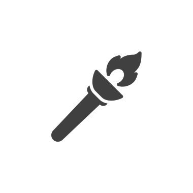 Olimpiyat meşale vektör ikonu. Mobil konsept ve web tasarımı için düz tabela. Alevli meşale sembolü. Sembol, logo çizimi. Vektör grafikleri