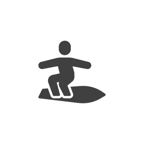 冲浪板上的冲浪矢量图标 填写了移动概念和网页设计的平面标志 冲浪运动字形图标 标识插图 矢量图形 — 图库矢量图片