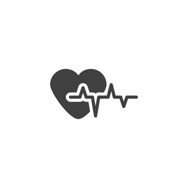 心跳速率矢量图标 填写了移动概念和网页设计的平面标志 心脏脉搏象形文字 标识插图 矢量图形 — 图库矢量图片