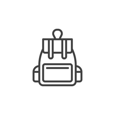 Sırt çantası çizgisi simgesi. Mobil konsept ve web tasarımı için Okul Çantası doğrusal işareti. Sırt çantası ana hat vektör simgesi. Sembol, logo çizimi. Vektör grafikleri