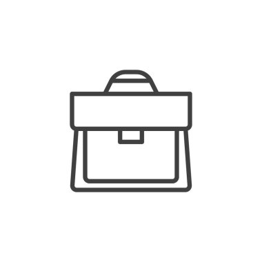 Evrak çantası çizgisi simgesi. Taşınabilir konsept ve web tasarımı için bavul doğrusal stil işareti. Ofis çantası taslak vektör simgesi. Sembol, logo çizimi. Vektör grafikleri