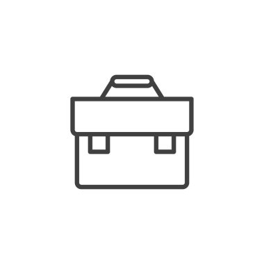 Ofis torbası ikonu. Mobil konsept ve web tasarımı için iş çantası doğrusal işareti. Evrak çantası ana hat vektör simgesi. Sembol, logo çizimi. Vektör grafikleri