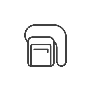 Kurye torbası simgesi. Mobil konsept ve web tasarımı için doğrusal biçim işareti. Kayışlı taslak vektör ikonlu çanta. Sembol, logo çizimi. Vektör grafikleri