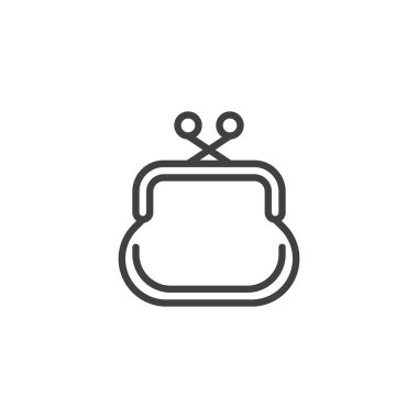 Para kesesi çizgisi simgesi. Mobil konsept ve web tasarımı için doğrusal biçim işareti. Cüzdan, cüzdan taslak vektör simgesi. Sembol, logo çizimi. Vektör grafikleri