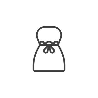 Kova torbası çizgisi simgesi. Mobil konsept ve web tasarımı için doğrusal biçim işareti. Çanta, kova poşeti, vektör ikonu. Sembol, logo çizimi. Vektör grafikleri