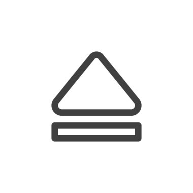 Düğme çizgisi simgesini çıkart. Mobil konsept ve web tasarımı için doğrusal biçim işareti. Ortam düğmesi ana hatlı vektör simgesini çıkart. Sembol, logo çizimi. Vektör grafikleri