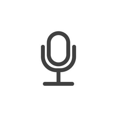 Mic rec düğme hattı simgesi. Mobil konsept ve web tasarımı için doğrusal biçim işareti. Mikrofon ana hatları vektör simgesi. Sembol, logo çizimi. Vektör grafikleri