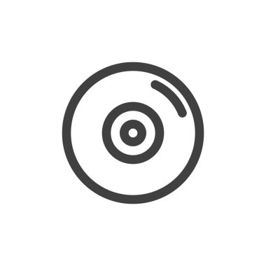 Vinil disk çizgisi simgesi. Mobil konsept ve web tasarımı için doğrusal biçim işareti. Müzik diski ana hatlı vektör simgesi. Sembol, logo çizimi. Vektör grafikleri