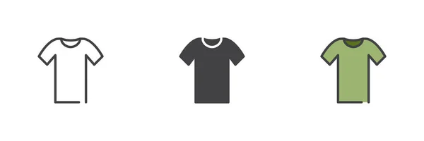 Shirt Verschiedene Stil Symbole Set Linie Glyphe Und Gefüllte Umrisse — Stockvektor