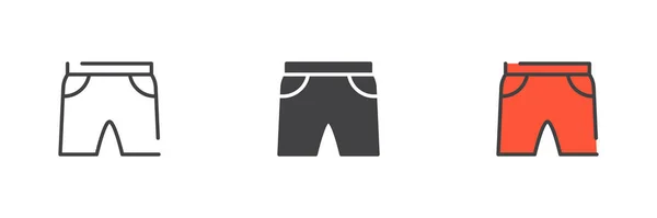 Pantalones Cortos Verano Conjunto Iconos Estilo Diferente Línea Glifo Contorno — Vector de stock