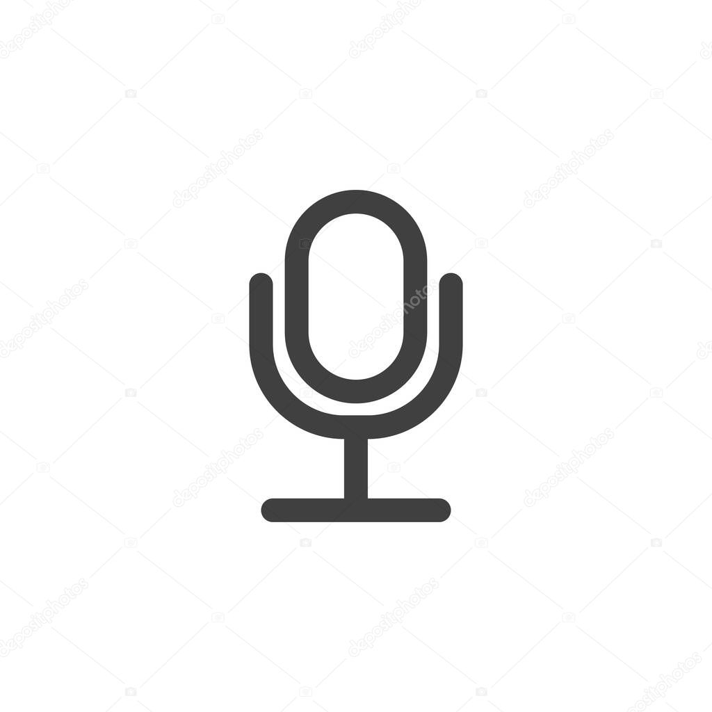Mic rec button line icon. linear style sign for mobile concept and web design. Microphone outline vector icon. Symbol, logo illustration. Vector graphics