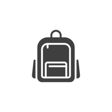 Okul çantası vektör simgesi. Okul Çantası mobil konsept ve web tasarımı için düz tabela doldurdu. Sırt çantası sembolü. Sembol, logo çizimi. Vektör grafikleri