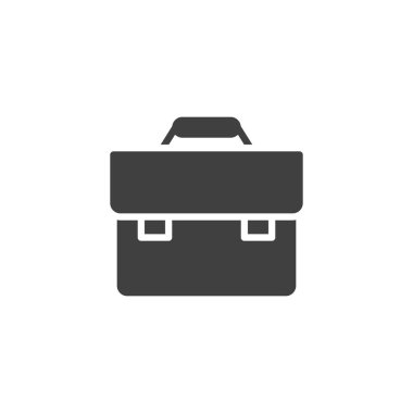 Ofis çantası vektör simgesi. İş çantası mobil konsept ve web tasarımı için düz tabela doldurdu. Evrak çantası sembolü. Sembol, logo çizimi. Vektör grafikleri