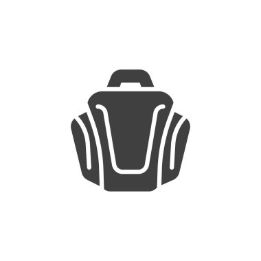 Kamera çantası vektör simgesi. Mobil konsept ve web tasarımı için düz tabela. Kamera çantası kabartma simgesi. Sembol, logo çizimi. Vektör grafikleri