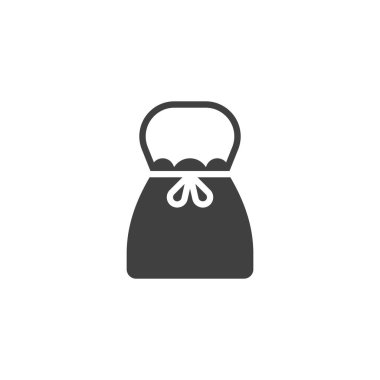 Kova torbası vektör simgesi. Mobil konsept ve web tasarımı için düz tabela. Çanta, kova poşeti sembolü. Sembol, logo çizimi. Vektör grafikleri