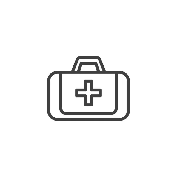 急救箱线图标 带有医用交叉线形标志的购物袋 用于移动概念和网页设计 医生包轮廓矢量图标 标识插图 矢量图形 — 图库矢量图片