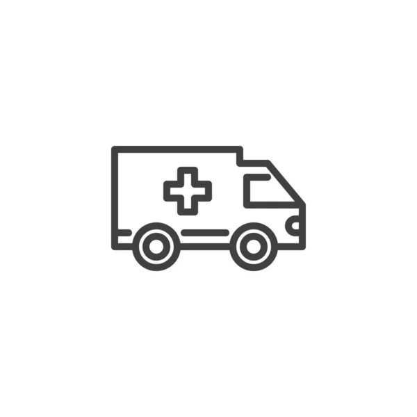 救急車のトラックラインのアイコン モバイルコンセプトとウェブデザインのためのリニアスタイルのサイン 医療輸送概要ベクトルアイコン シンボル ロゴイラスト ベクトルグラフィックス — ストックベクタ