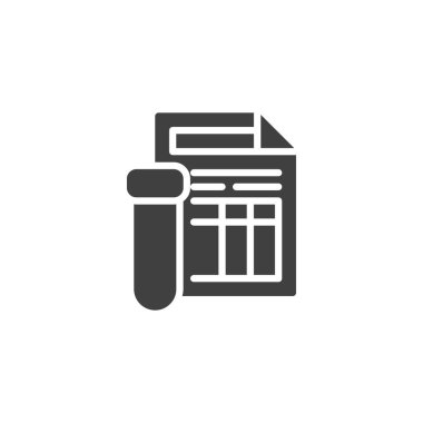 Test sonuç vektör simgesi. Mobil konsept ve web tasarımı için düz tabela. Laboratuvar teşhisi kayıt simgesi. Sembol, logo çizimi. Vektör grafikleri