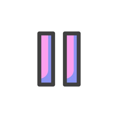 Duraklat düğmesi dış hat simgesi, çizgi vektör işareti, beyaz üzerine izole edilmiş doğrusal renkli resim. Sembol, logo çizimi. Vektör grafikleri