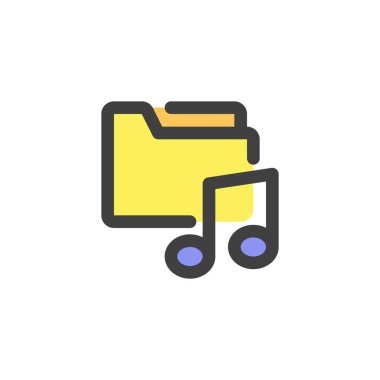 Müzik dizini taslak simgesi, çizgi vektör işareti, beyaz üzerine izole edilmiş doğrusal renkli resim. Sembol, logo çizimi. Vektör grafikleri