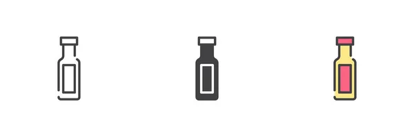 Botella Salsa Picante Icono Estilo Diferente Conjunto Línea Glifo Contorno — Vector de stock