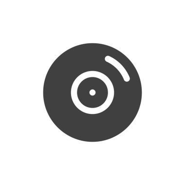 Vinil kayıt vektör simgesi. Mobil konsept ve web tasarımı için düz tabela. Vinil müzik sembolü. Sembol, logo çizimi. Vektör grafikleri