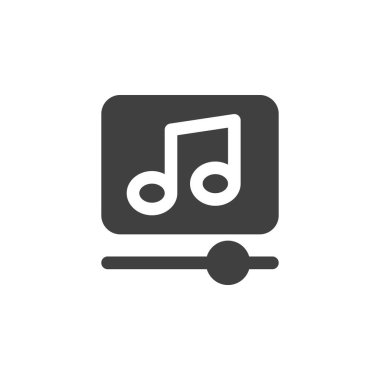 Müzik çalar vektör simgesi. Mobil konsept ve web tasarımı için düz tabela. Ortam oynatıcı arayüz simgesi. Sembol, logo çizimi. Vektör grafikleri